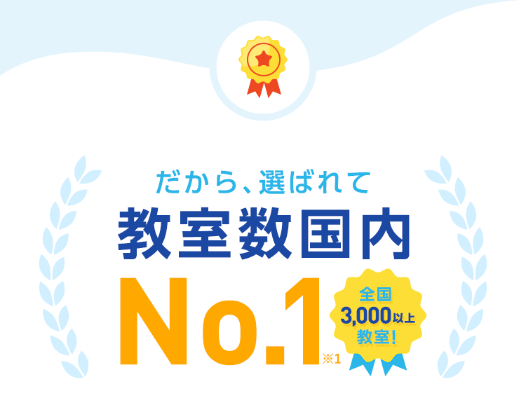 だから、選ばれて教室数国内No.1【全国3,000教室!】